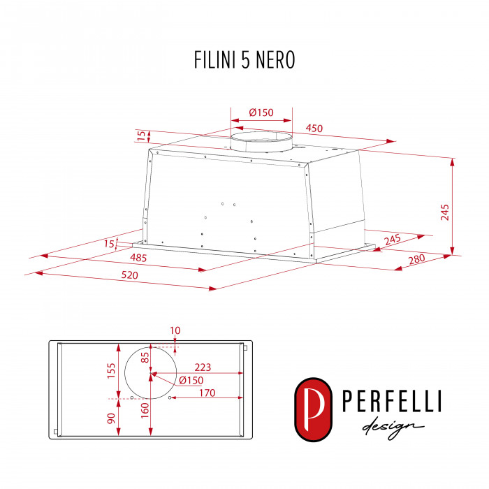 Витяжка повновбудована PERFELLI DESIGN FILINI 5 NERO