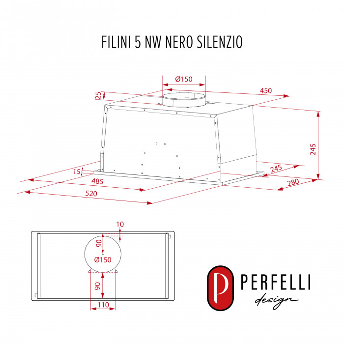 Вытяжка полновстраиваемая PERFELLI DESIGN FILINI 5 NW NERO SILENZIO