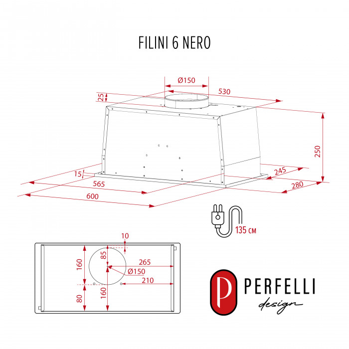 Витяжка повновбудована PERFELLI DESIGN FILINI 6 NERO