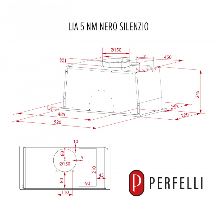 Витяжка повновбудована PERFELLI LIA 5 NM NERO SILENZIO