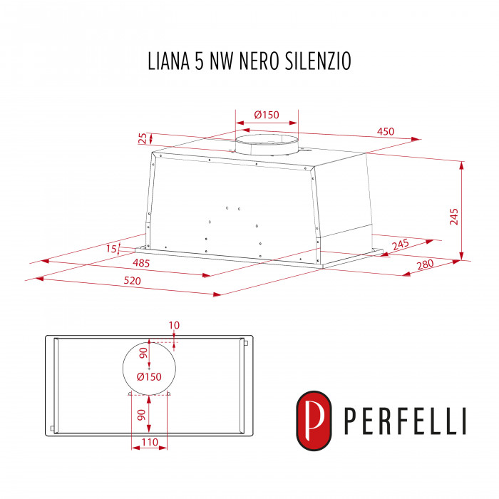 Вытяжка полновстраиваемая PERFELLI LIANA 5 NW NERO SILENZIO