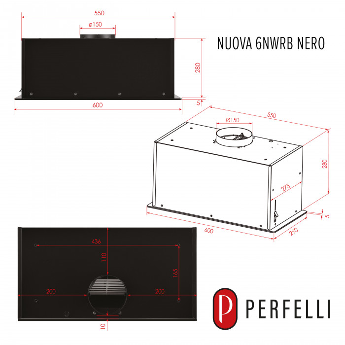 Вытяжка полновстраиваемая PERFELLI NUOVA 6NWRB NERO