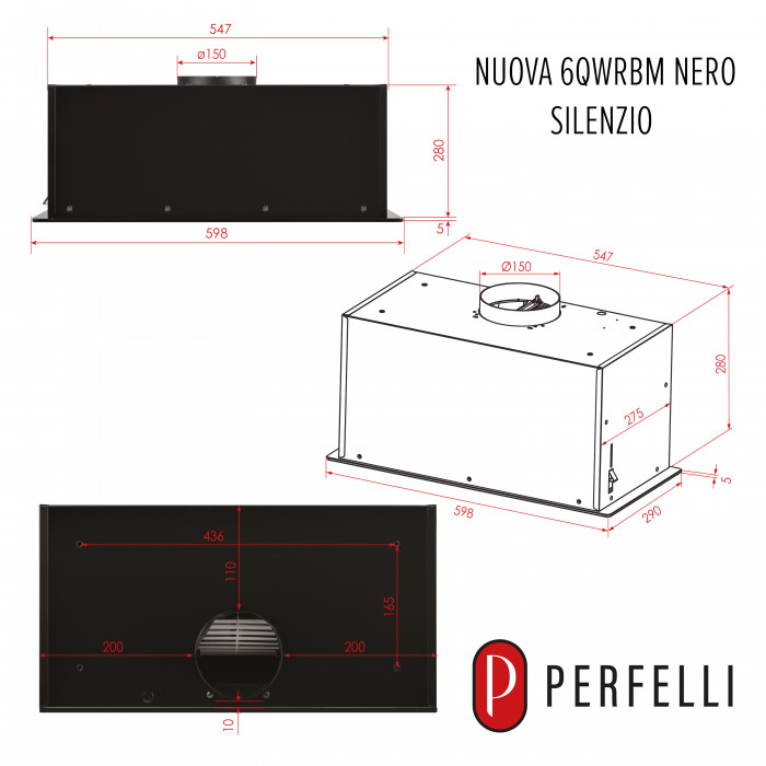 Витяжка повновбудована PERFELLI NUOVA 6QWRBM NERO SILENZIO