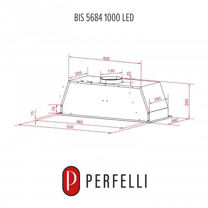 Вытяжка полновстраиваемая Perfelli BIS 5684 WH 1000 LED