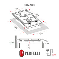 Варильна поверхня на металі PERFELLI PERLA M32C INOX