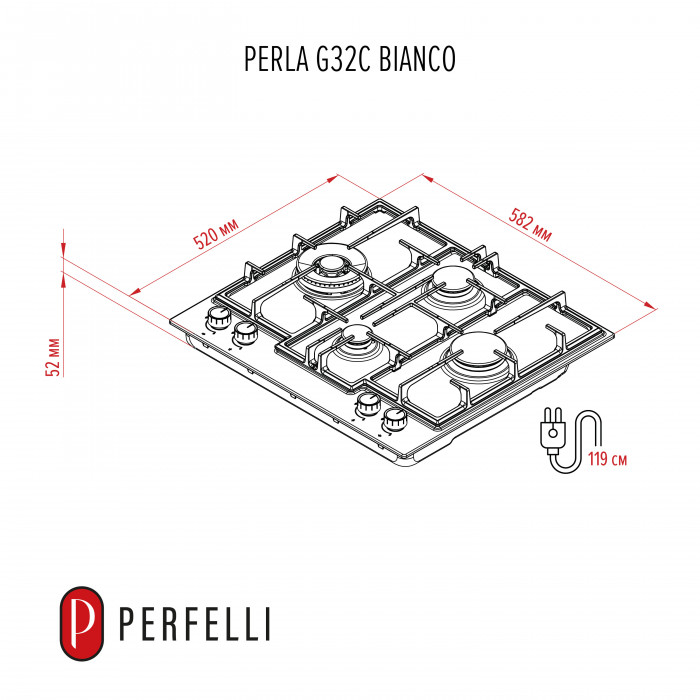 Варочная поверхность на металле PERFELLI PERLA  MW60C NERO