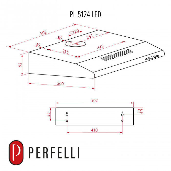 Вытяжка плоская PERFELLI PL 5124 BL LED
