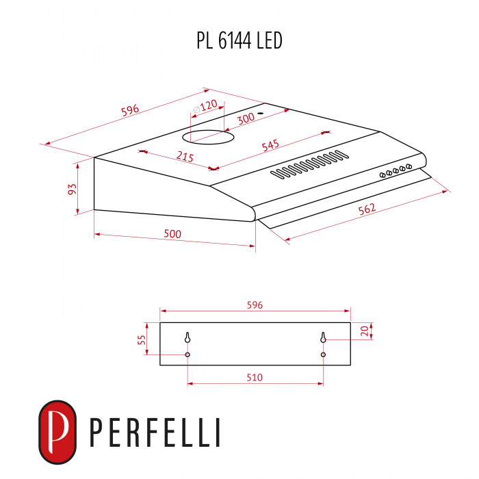 Витяжка плоска Perfelli PL 6144 BR LED