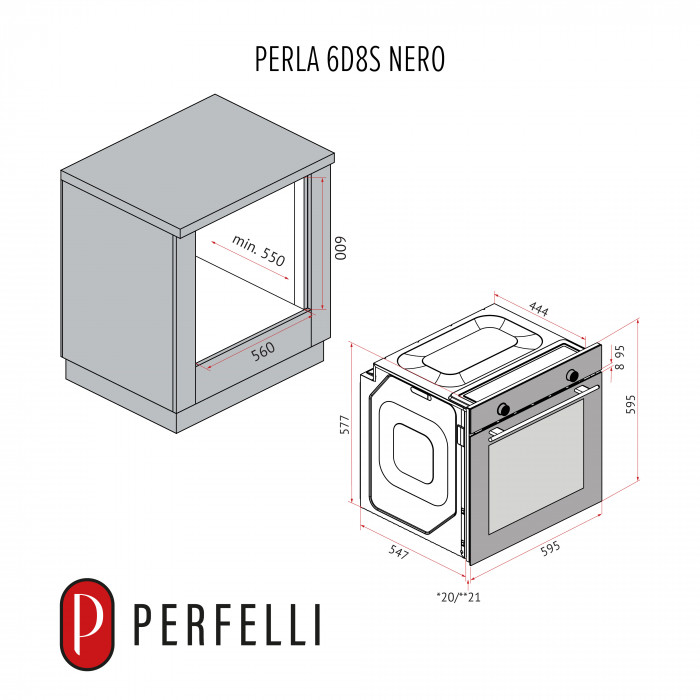 Духова шафа електрична PERFELLI PERLA 6D8S NERO