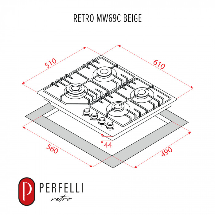 Поверхня газова на металі PERFELLI RETRO MW69C BEIGE