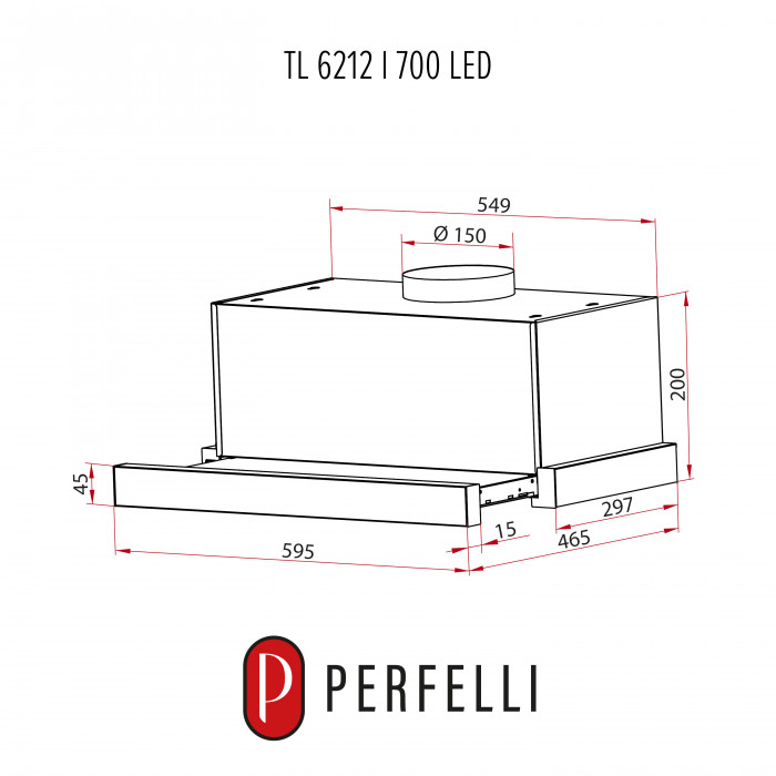 Витяжка телескопічна Perfelli TL 6212 I 700 LED