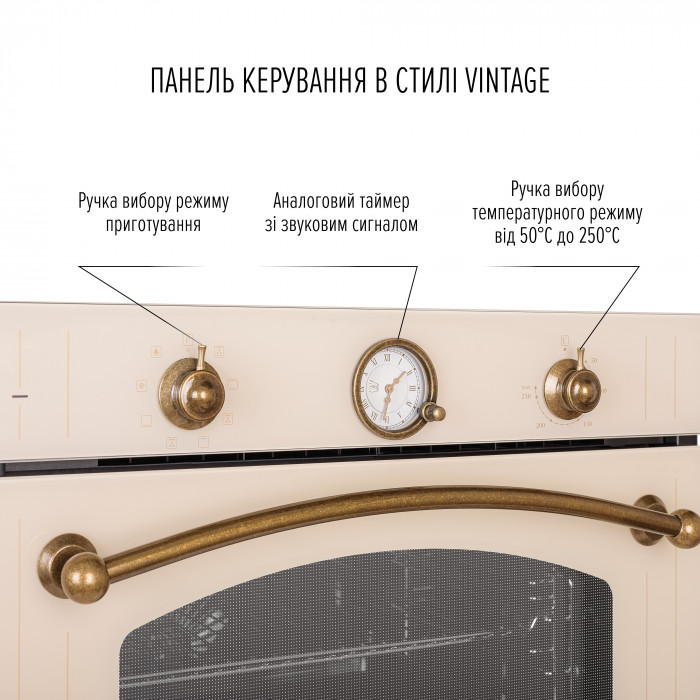 Духова шафа електрична PERFELLI VINTAGE 6A8N BEIGE