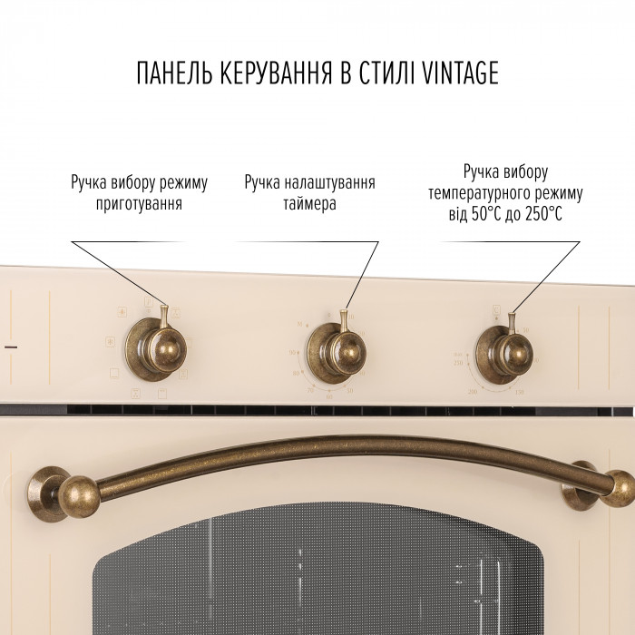 Духова шафа електрична PERFELLI VINTAGE 6M8L BEIGE